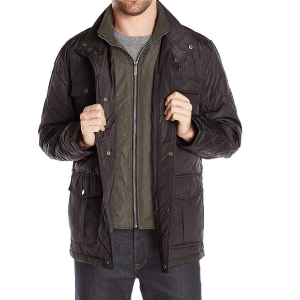 London Fog Navy Blue Quilted Corduroy Collar